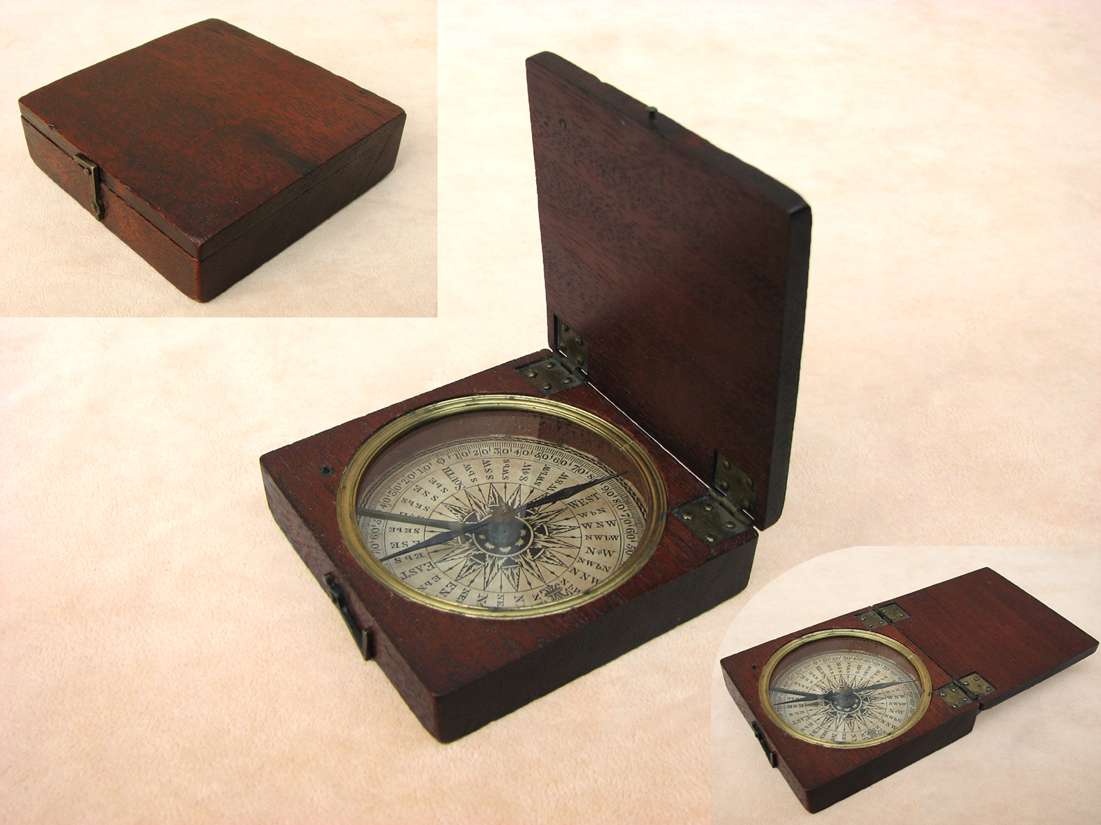 19th century Georgian mahogany cased pocket compass